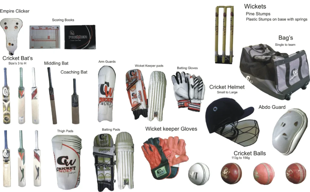 Cricket Equipment Image With Names